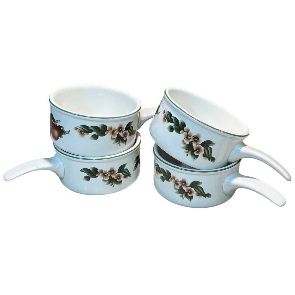 The Cades Cove Collection Apple Blossom Chili Soup Stoneware Set of 4 Bowls
